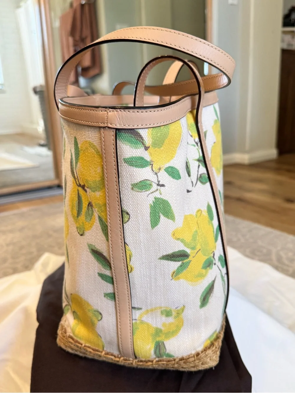 kate spade Espadrille Capri Painterly Canvas Lemon Print Tote - Picture 4 of 11